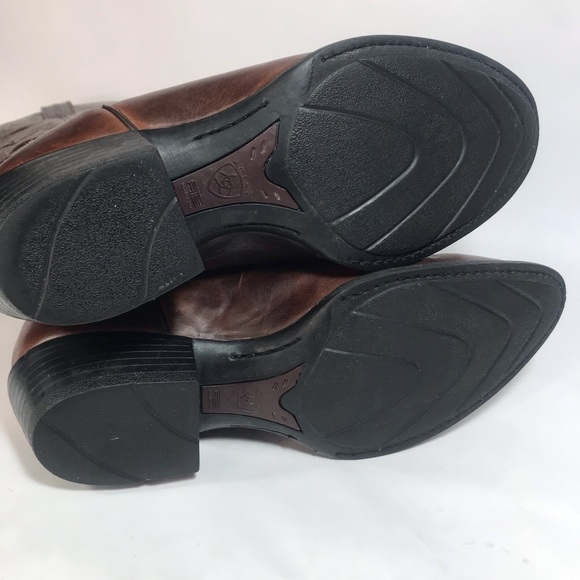 ARIAT Heritage Leather Embroidered Shaft Western Cowboy Boots #34732 - Picture 9 of 14